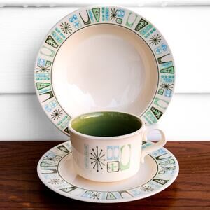 Vintage 1950s Taylorstone Cathay Tea Set – MCM Cup Saucer Bowl USA